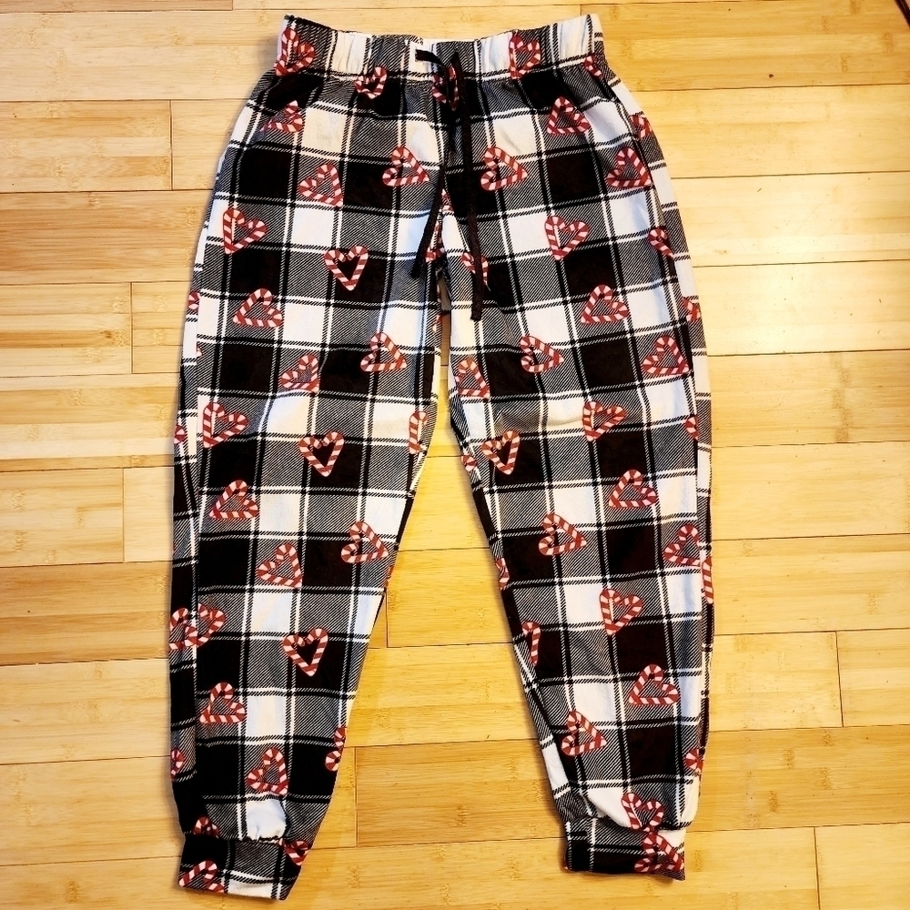 Briefly Stated Gingham Plaid Candy Cane Pajama Pants Women's Small (4-6) EUC
